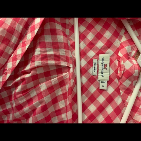 Vineyard Vines pink & white gingham long sleeve - Picture 5 of 6